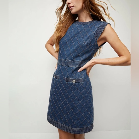 Veronica Beard Dresses & Skirts - Veronica Beard Ginny Sleeveless Denim Topstitch Mini Dress